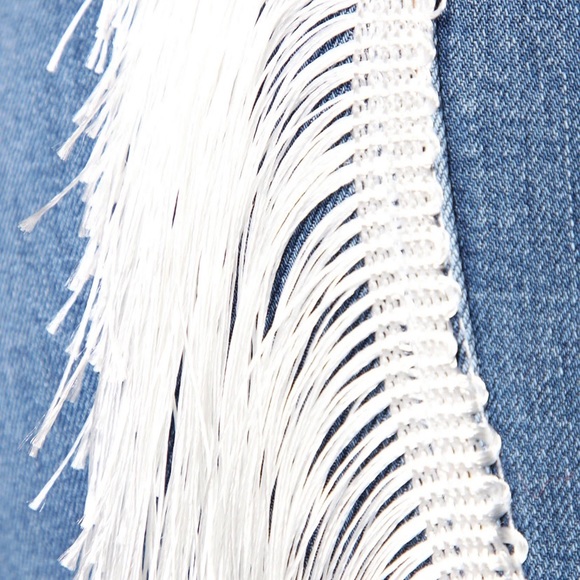 High rise medium wash jeans with fringe - Picture 7 of 7